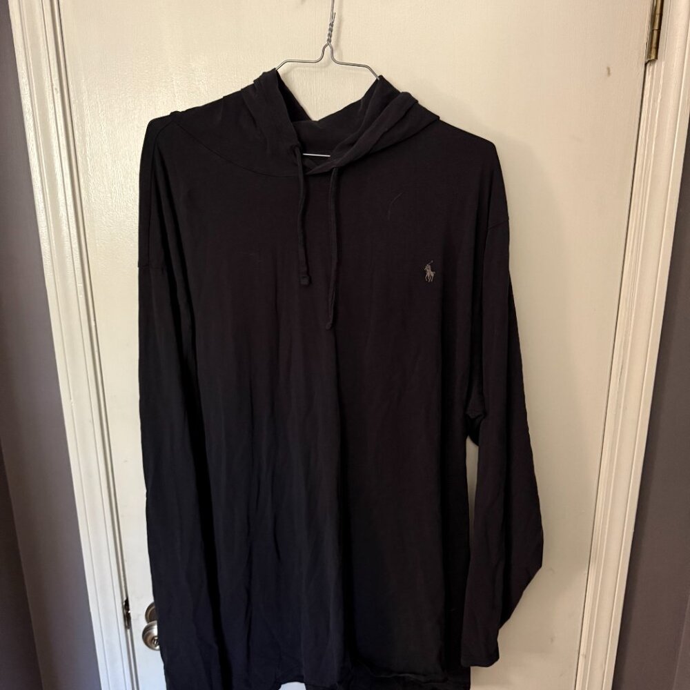 4XLT - Polo RL - Black Hooded L/S T-Shirt